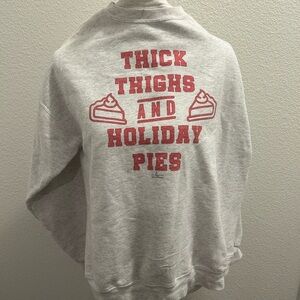 Hanes Gray Sweatshirt with Red Holiday Print